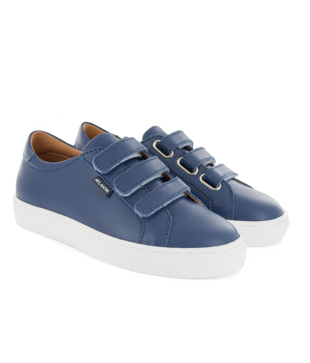 Three Straps Sneakers in Smooth Leather - Blue Ocean - Atlanta Mocassin