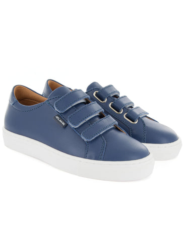 Three Straps Sneakers in Smooth Leather - Blue Ocean - Atlanta Mocassin