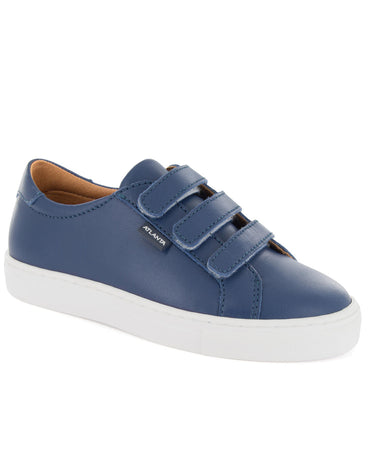 Three Straps Sneakers in Smooth Leather - Blue Ocean - Atlanta Mocassin