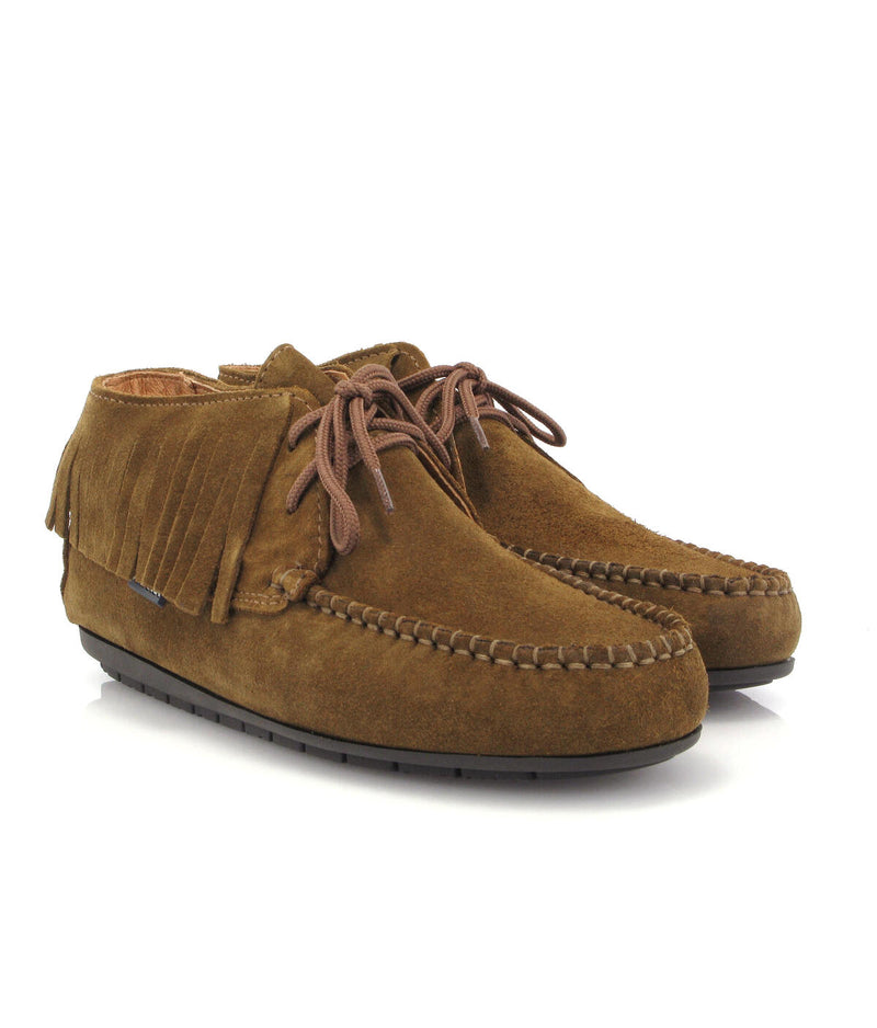 Fringed Moccasin Boots in Suede - Camel - Atlanta Mocassin