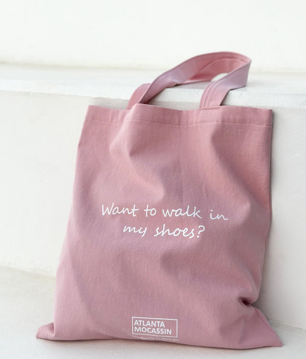Pink Tote Bag with quote - Atlanta Mocassin