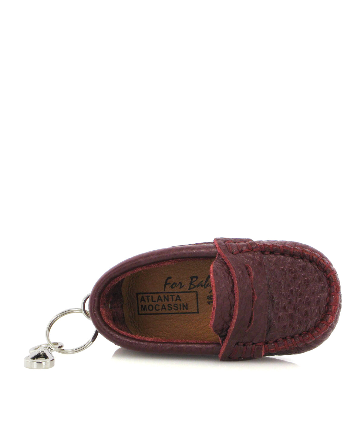 Mini Moccasin Keyring - burgundy grainy