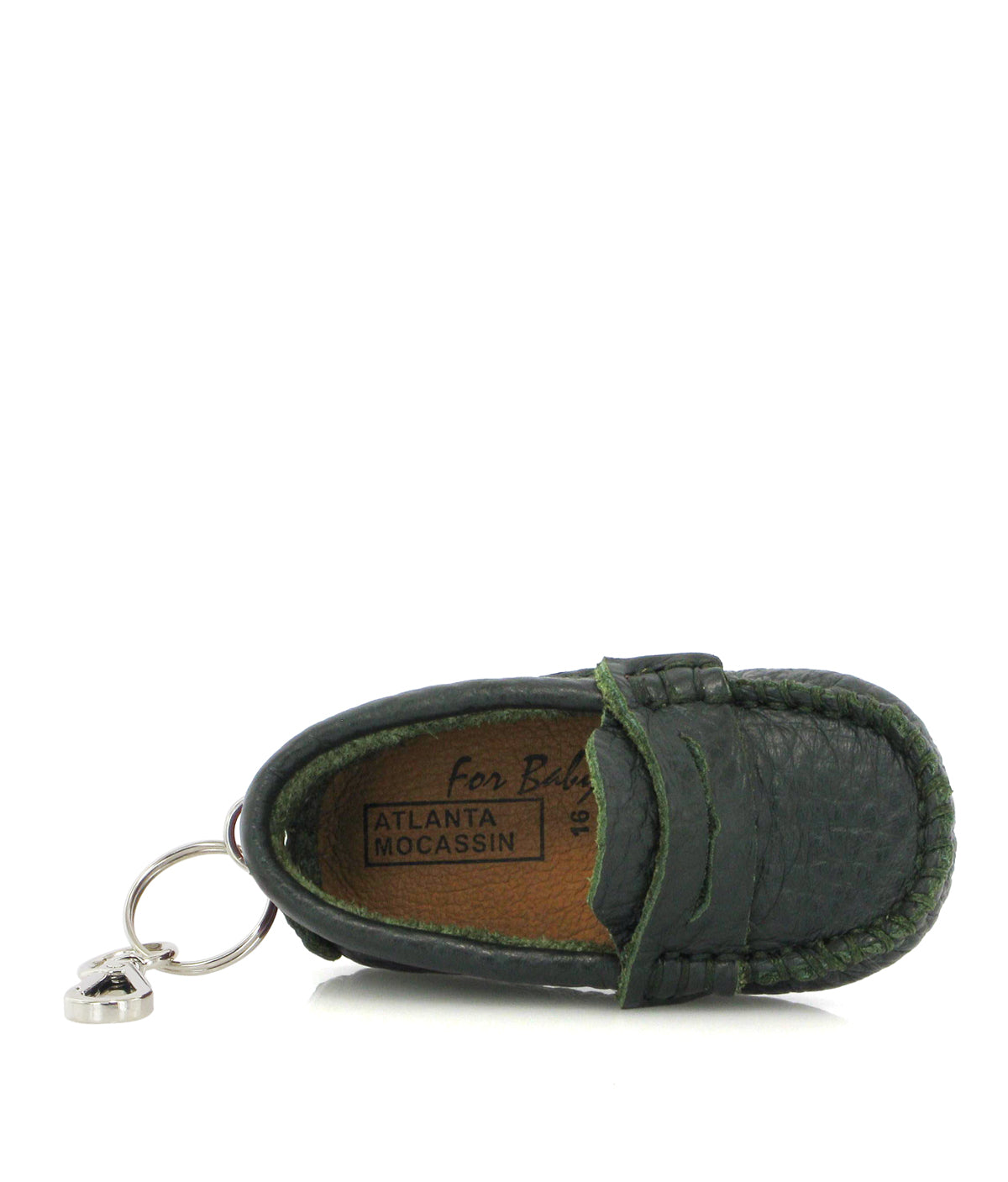 Mini Moccasin Keyring - green grainy