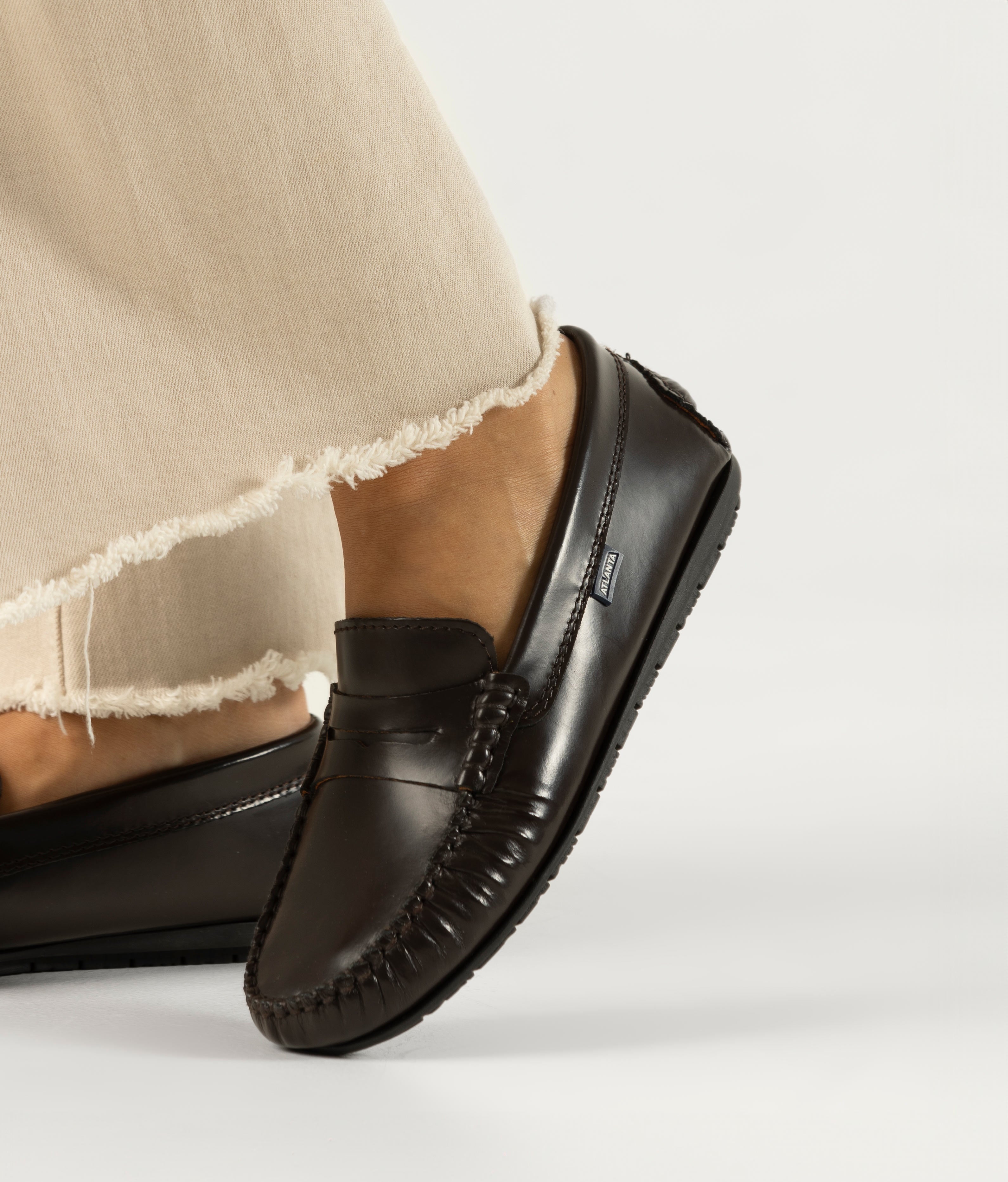 Penny Moccasins in Soft Shiny Leather - Dark Brown - Atlanta Mocassin