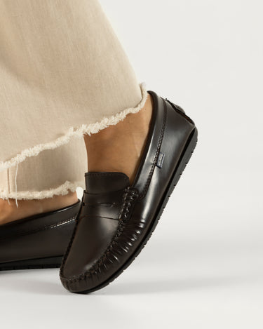 Penny Moccasins in Soft Shiny Leather - Dark Brown - Atlanta Mocassin