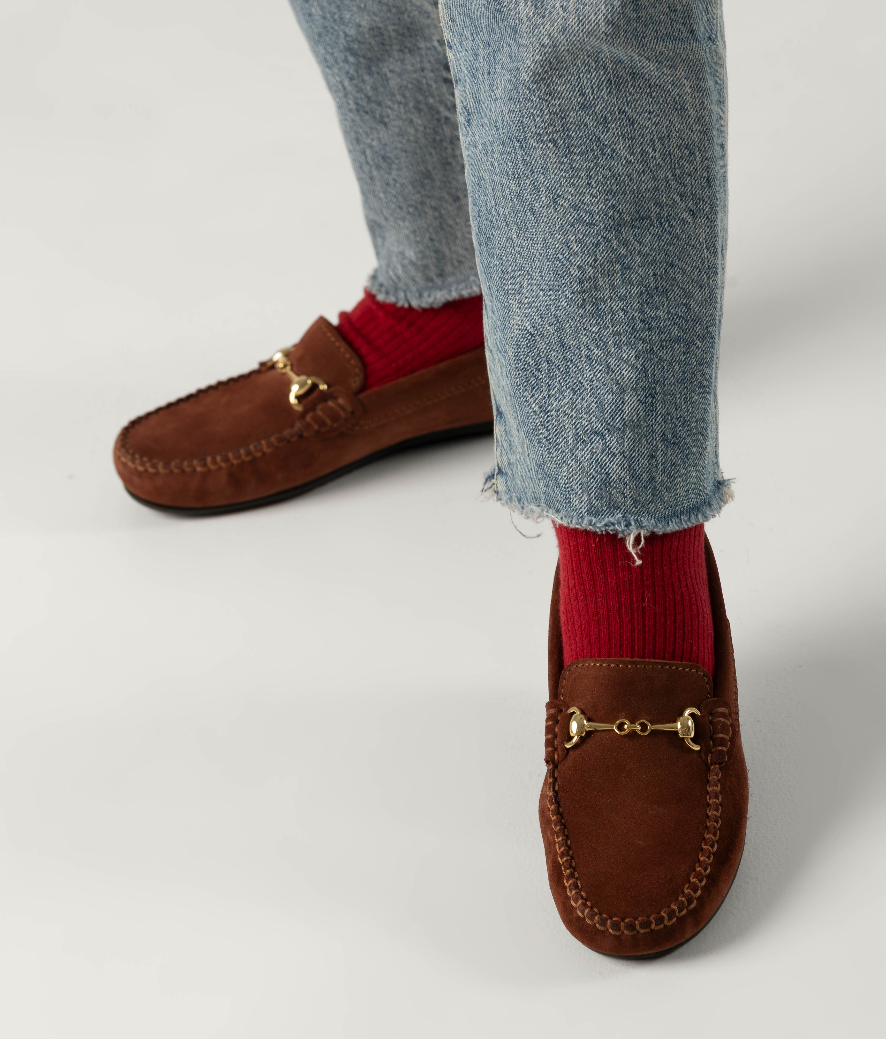 Buckle Moccasins in Suede - Muscat - Atlanta Mocassin