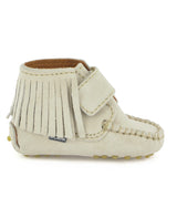 Fringed Moccasin Boots in Suede - Natural - Atlanta Mocassin