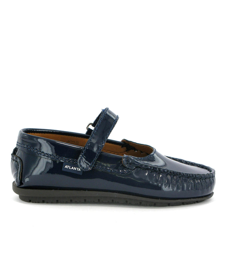 Mary Jane Moccasins in Patent Leather - Dark Blue - Atlanta Mocassin