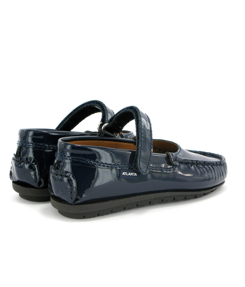 Mary Jane Moccasins in Patent Leather - Dark Blue - Atlanta Mocassin