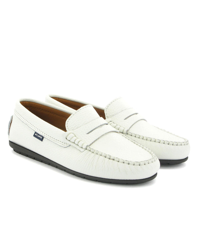 Penny Moccasins in Grainy Leather - White - Atlanta Mocassin