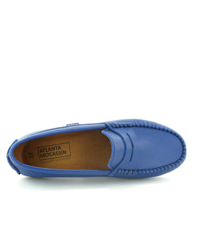 Penny Moccasins in Grainy Leather - Submarine Blue - Atlanta Mocassin