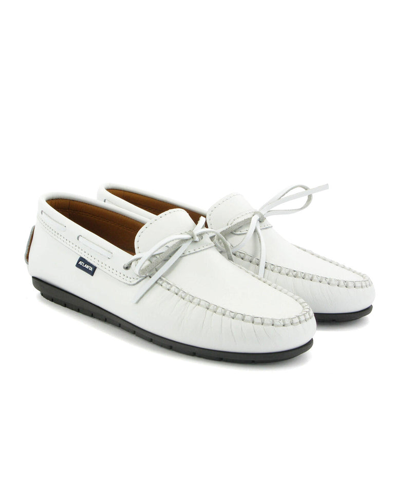 Laces Moccasins in Smooth Leather - White - Atlanta Mocassin