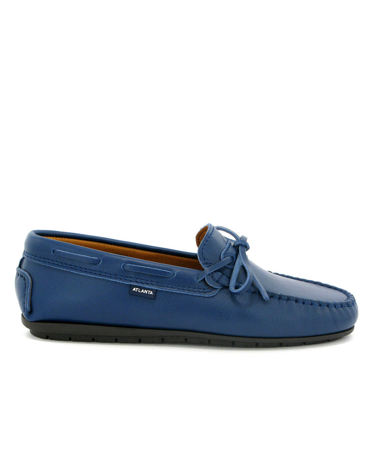 Laces Moccasins in Smooth Leather - Ocean blue - Atlanta Mocassin