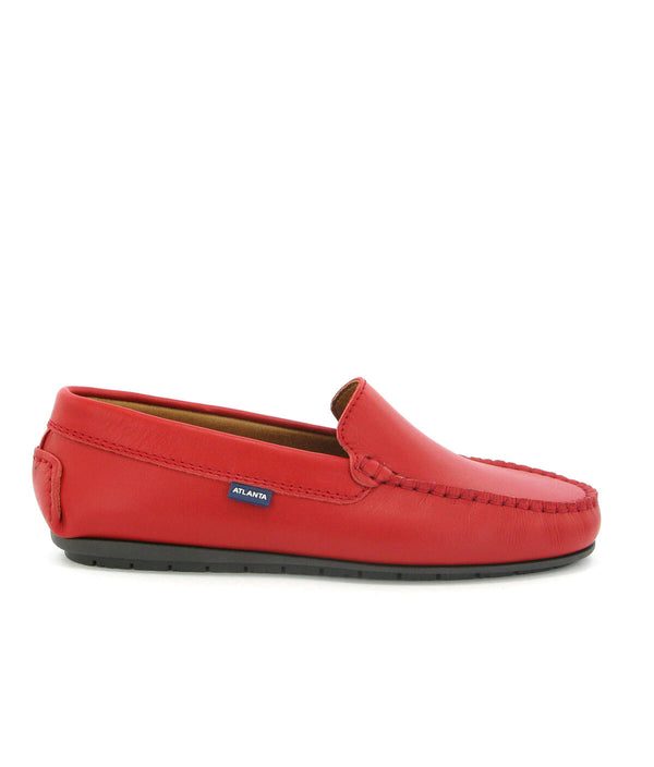 Plain Moccasins in Smooth Leather - Red - Atlanta Mocassin