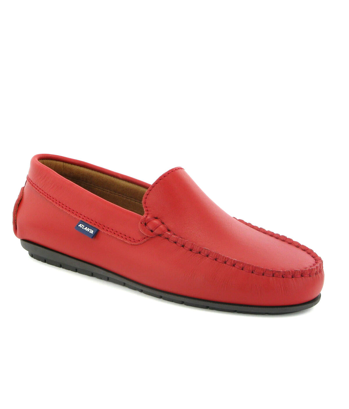 Plain Moccasins in Smooth Leather - Red - Atlanta Mocassin