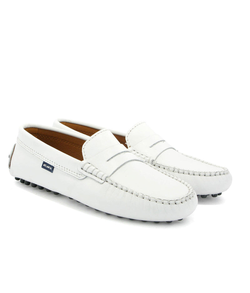 Penny Drivers in Smooth Leather - White - Atlanta Mocassin