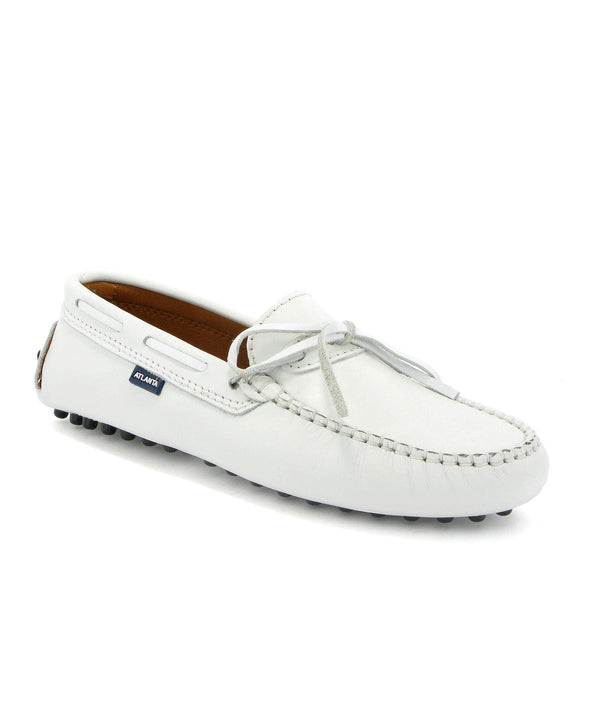 Laces Drivers in Smooth Leather - White - Atlanta Mocassin