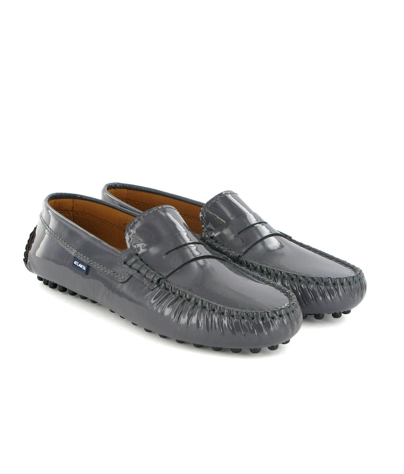 Penny Drivers in Patent Leather - Grey - Atlanta Mocassin