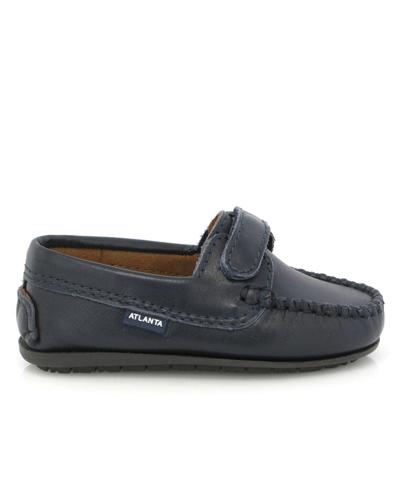 Moccasins with Strap in Smooth Leather - Dark Blue - Atlanta Mocassin