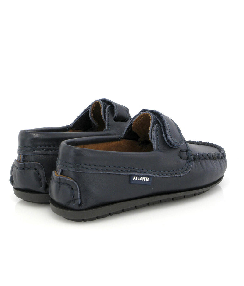 Moccasins with Strap in Smooth Leather - Dark Blue - Atlanta Mocassin