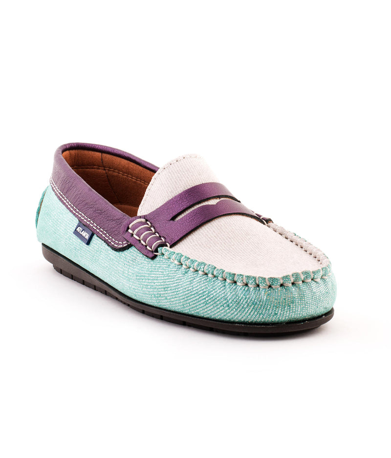 Penny Moccasins in Holographic Printed Leather - Blue/White/Purple - Atlanta Mocassin