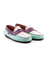 Penny Moccasins in Holographic Printed Leather - Blue Holographic - Atlanta Mocassin