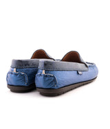 Plain Moccasins in Metallic and Printed Leathers - Blue - Atlanta Mocassin