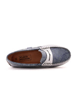 Penny Moccasins in Leather - Silver with Contrasting Vamp - Atlanta Mocassin