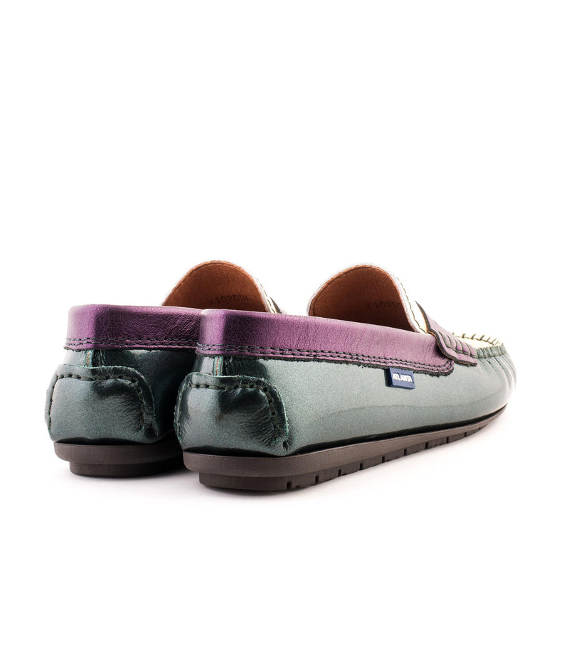 Penny Moccasins in Patent and Metallic leather - Green Metallic - Atlanta Mocassin