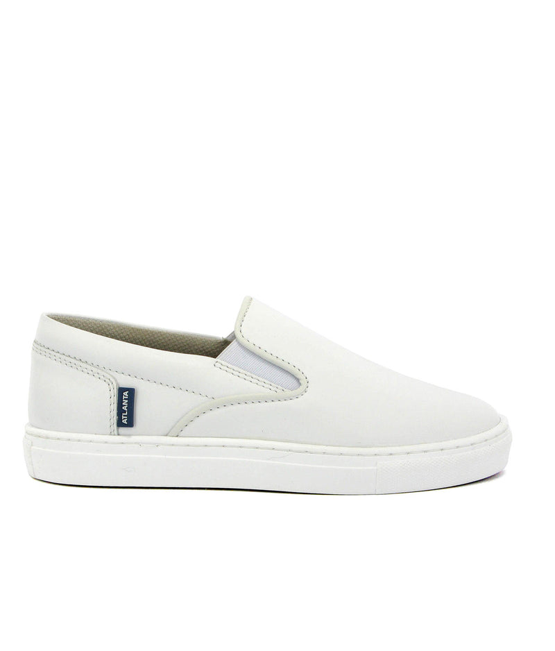 Slip On Sneakers in Smooth Leather - White - Atlanta Mocassin