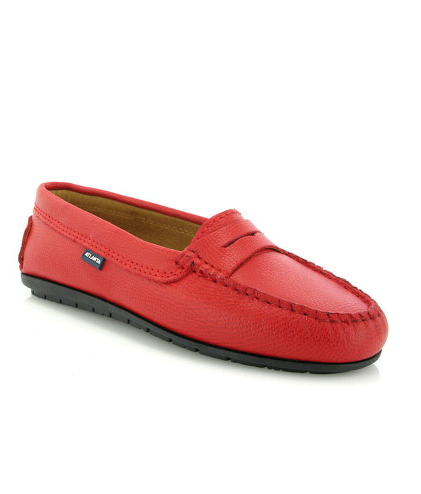 City Moccasins in Little Grainy Leather - Red - Atlanta Mocassin