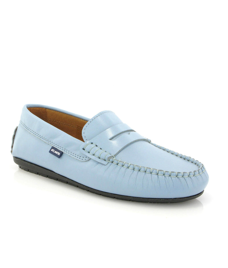 Penny Moccasins in Smooth Leather - Sky blue - Atlanta Mocassin
