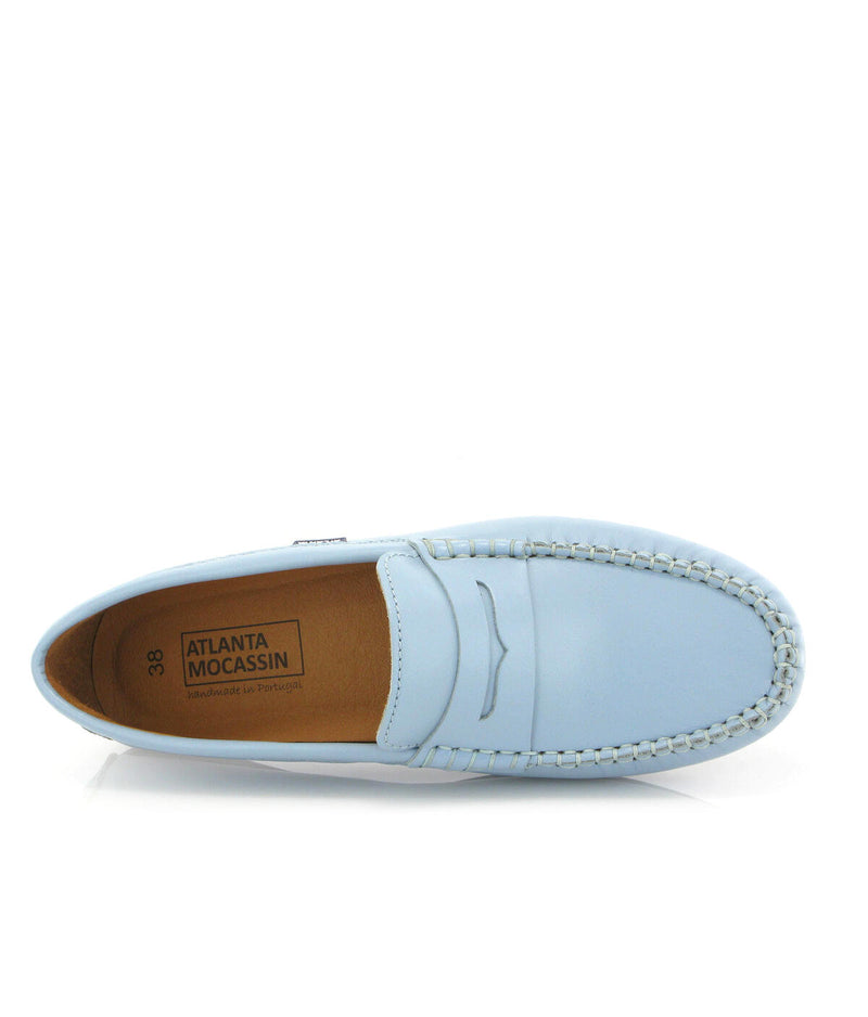 Penny Moccasins in Smooth Leather - Sky Blue - Atlanta Mocassin