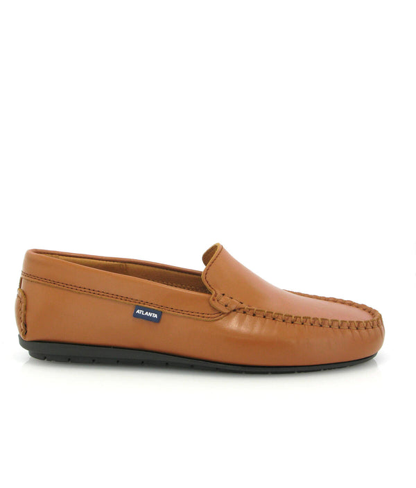 Plain Moccasins in Smooth Leather - Cuoio - Atlanta Mocassin