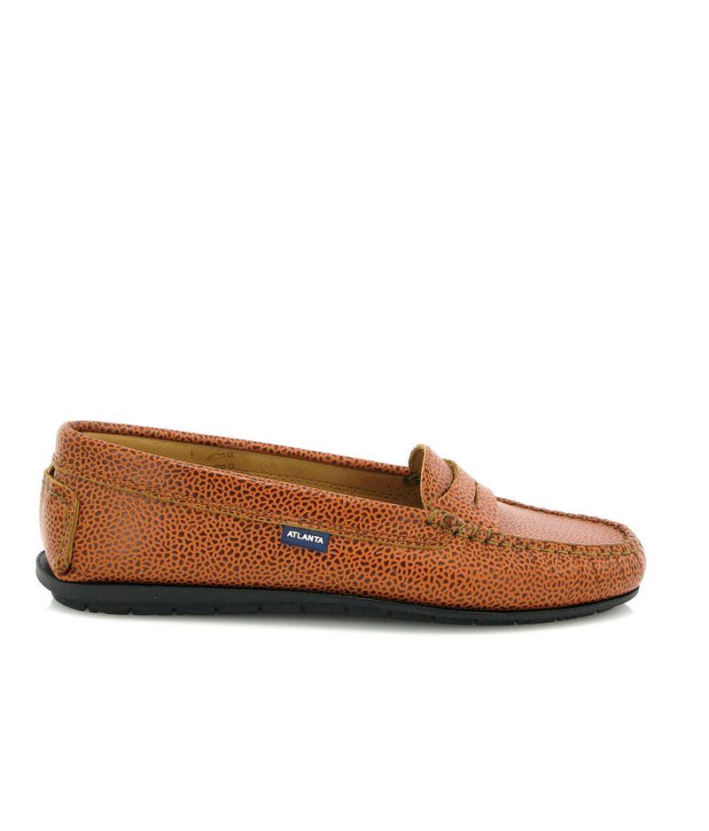 City Moccasins in Large Grainy Leather - Camel - Atlanta Mocassin