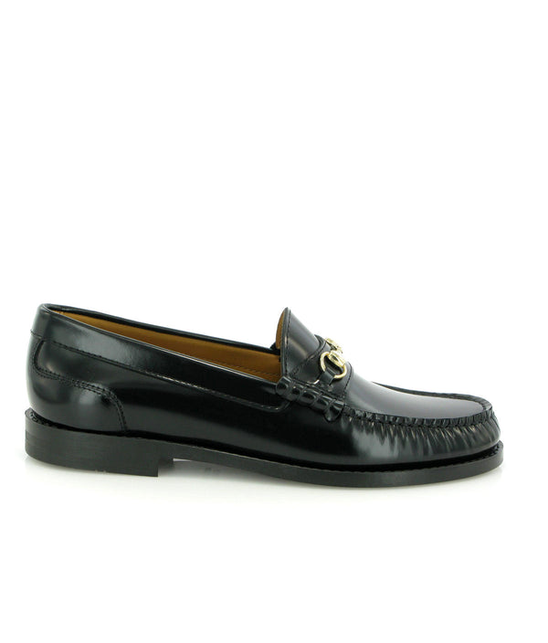Sarah Buckle Loafers in Shiny Leather - Black - Atlanta Mocassin