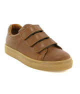Three Straps Sneakers in Smooth Leather with Beige Sole - Camel - Atlanta Mocassin