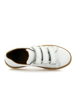 Three Straps Sneakers in Smooth Leather with Beige Sole - White - Atlanta Mocassin