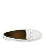 Michele Drivers in Little Grainy Leather - White - Atlanta Mocassin