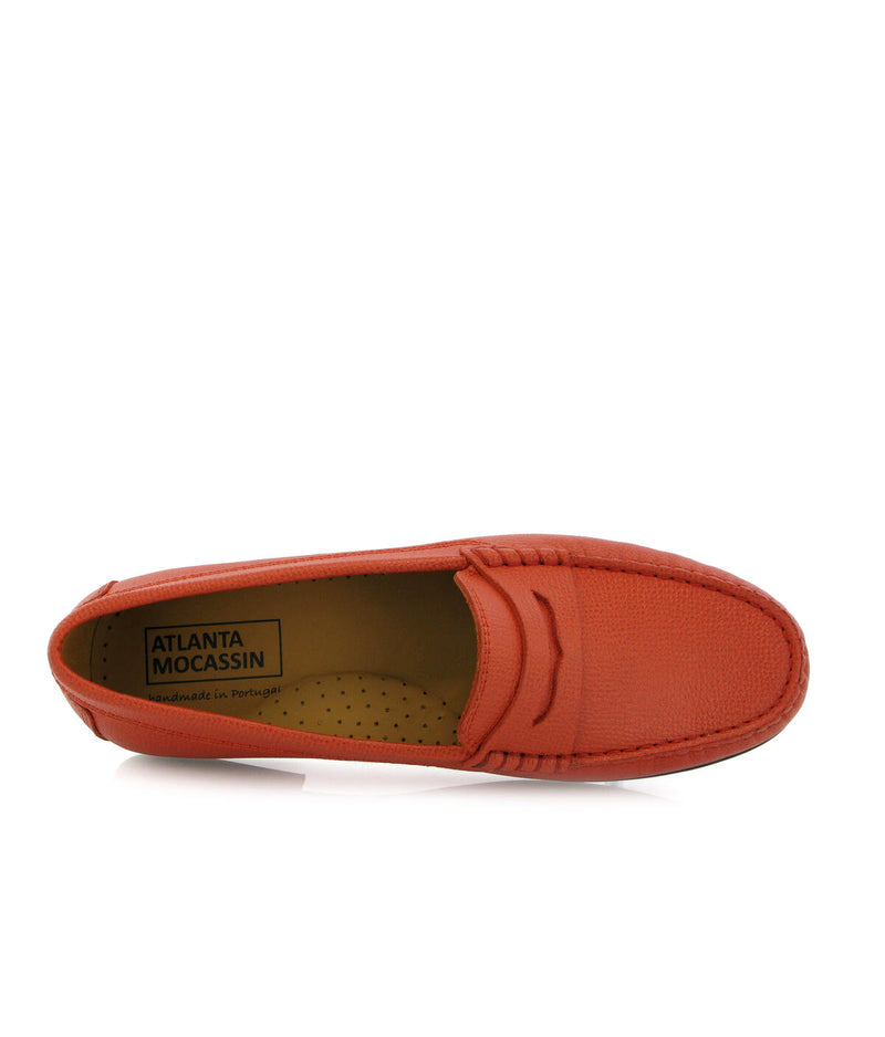 Yoki Loafers in Little Grainy Leather - Coral - Atlanta Mocassin