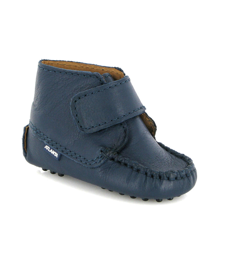 Baby Moccasin Boots in Soft Nappa - Navy blue - Atlanta Mocassin