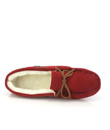 Hazel Laces Home Slippers in Suede - Red - Atlanta Mocassin