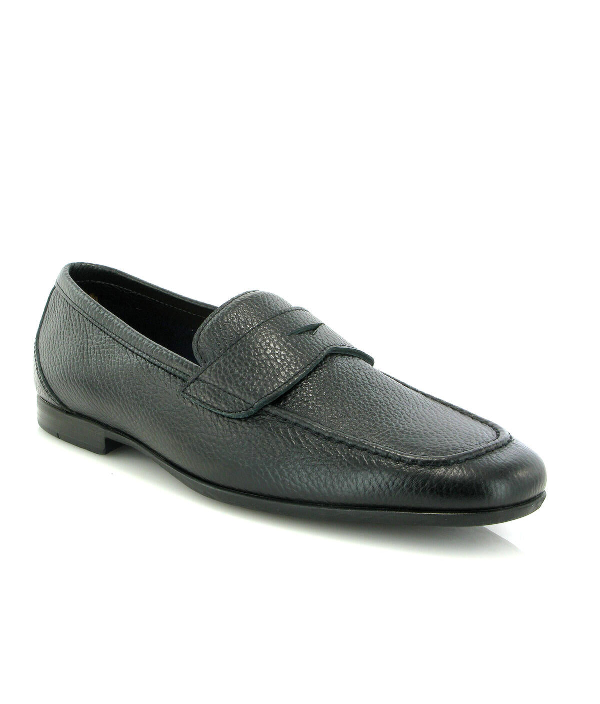 Yacht Loafers in Grainy Leather - Black - Atlanta Mocassin