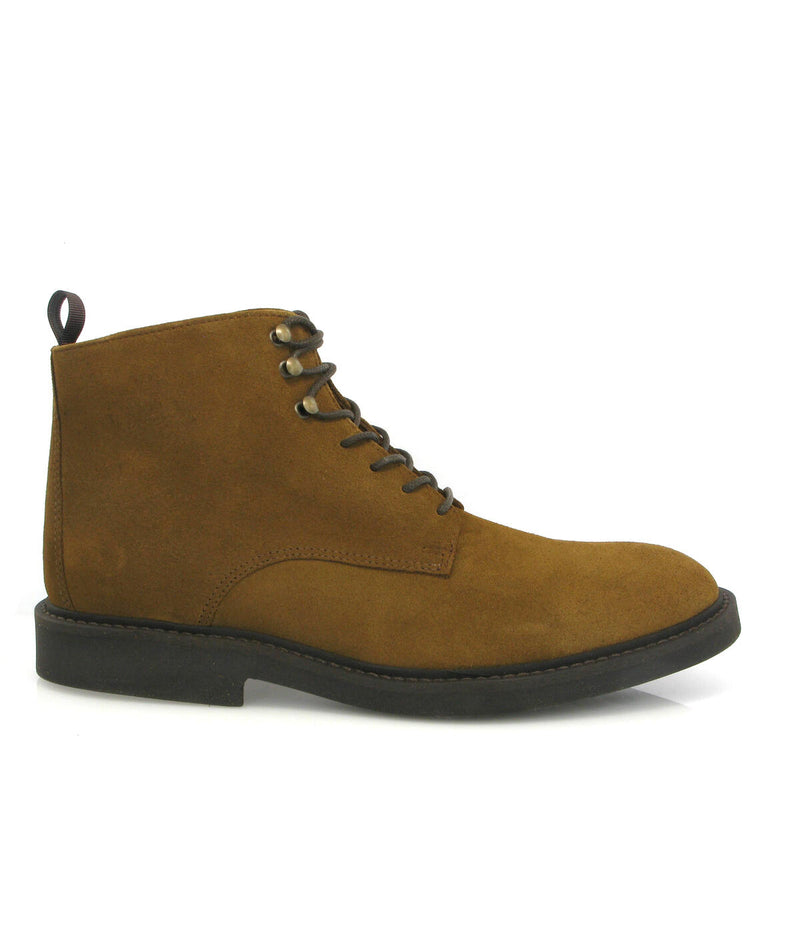 Lace Up Boots in Suede - Camel - Atlanta Mocassin