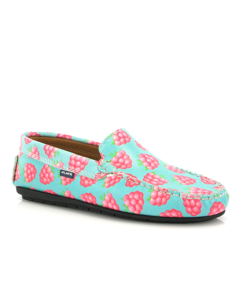 Plain Moccasins in Smooth Leather - Raspberry Print - Atlanta Mocassin