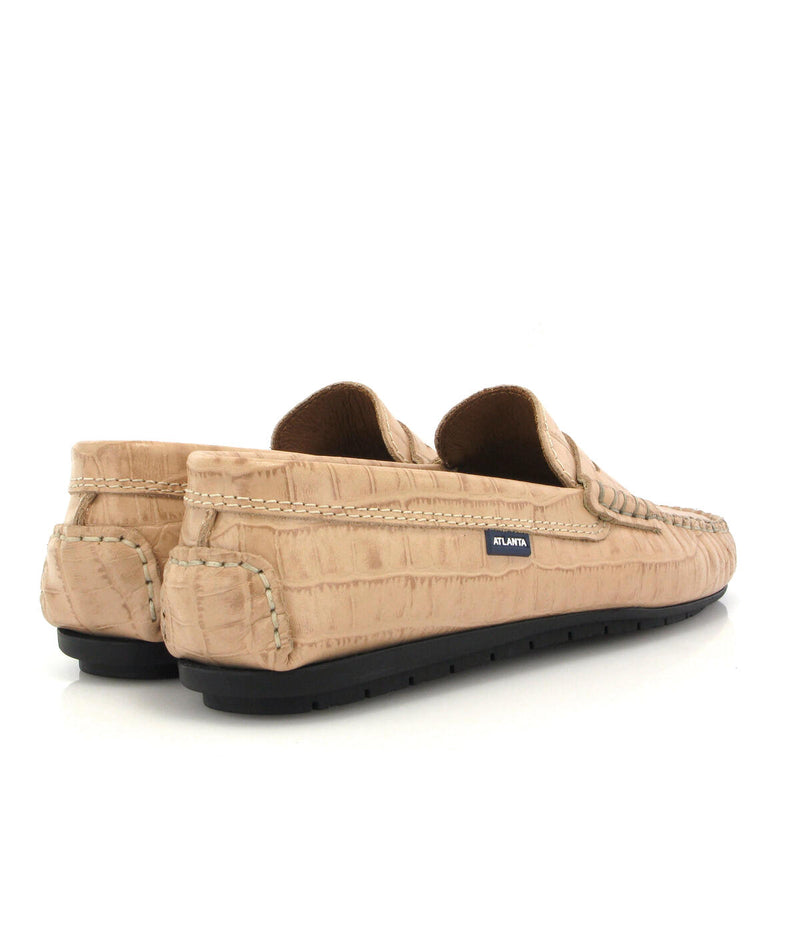 Penny Moccasins in Croco-Effect Leather - Natural - Atlanta Mocassin