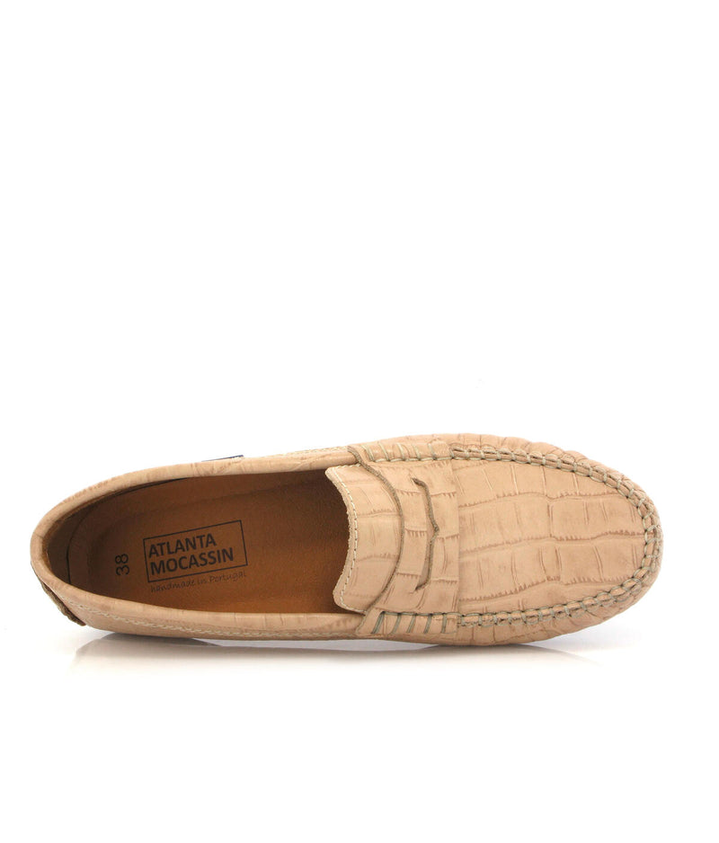 Penny Moccasins in Croco-Effect Leather - Natural - Atlanta Mocassin