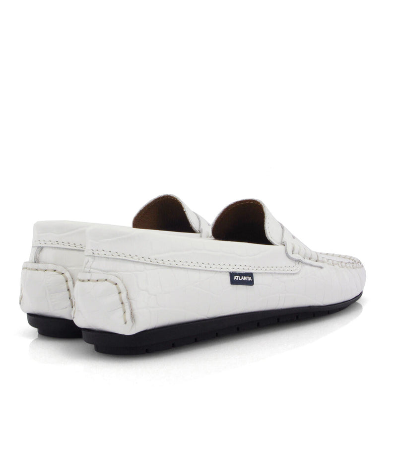 Penny Moccasins in Croco-Effect Leather - White - Atlanta Mocassin