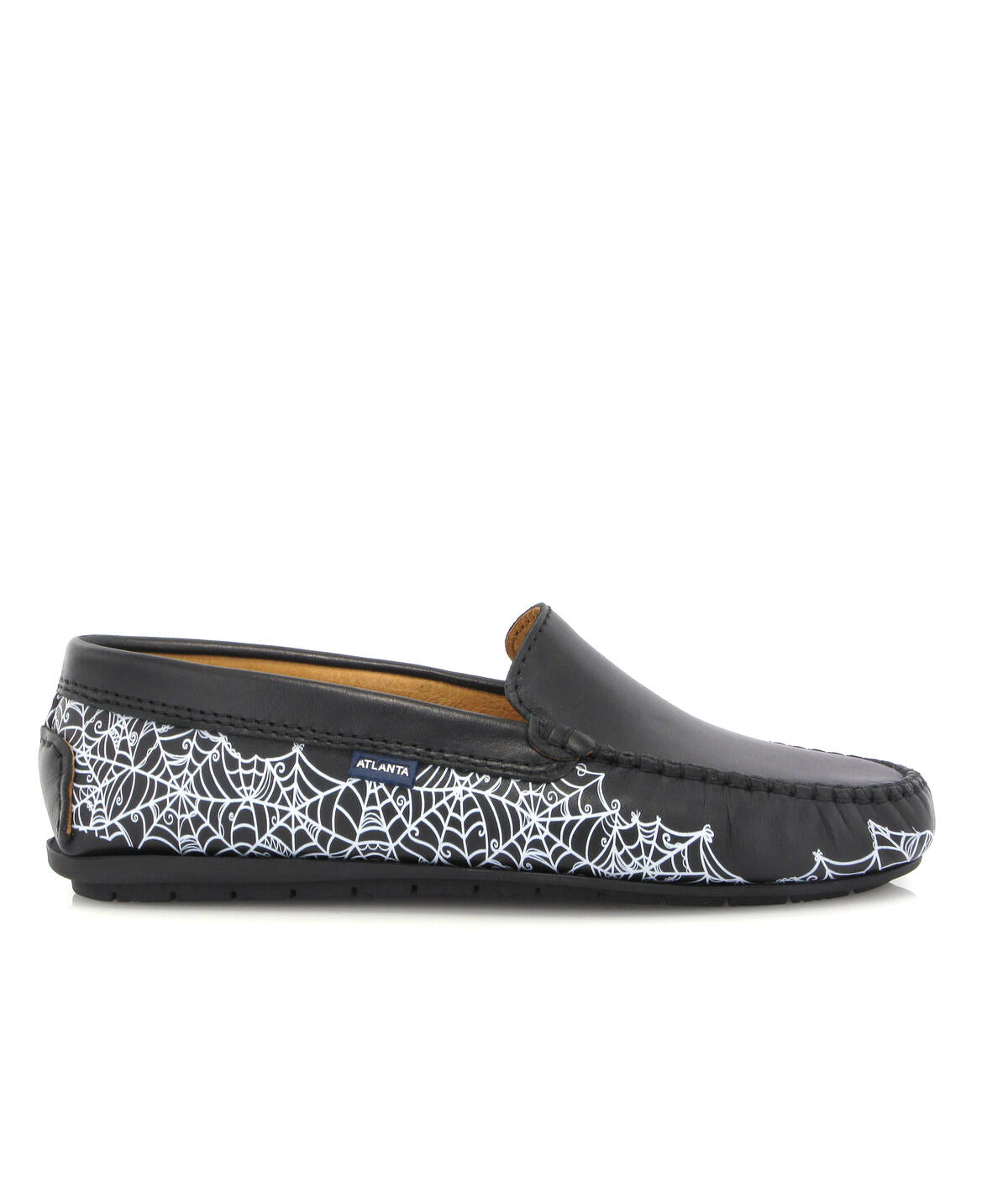 Plain Moccasins in Leather - Spider Web Print - Atlanta Mocassin