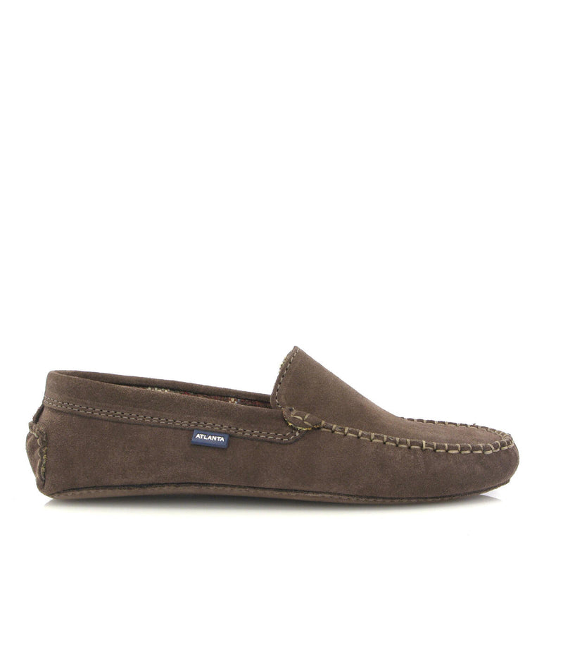 Plain Home Slippers in Suede - Taupe - Atlanta Mocassin